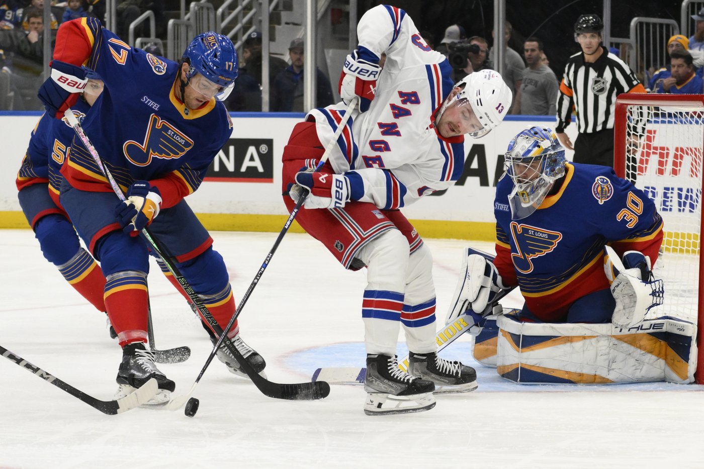Thomas, Hofer spark the Blues to a 3-2 victory over the Rangers | iNFOnews.ca