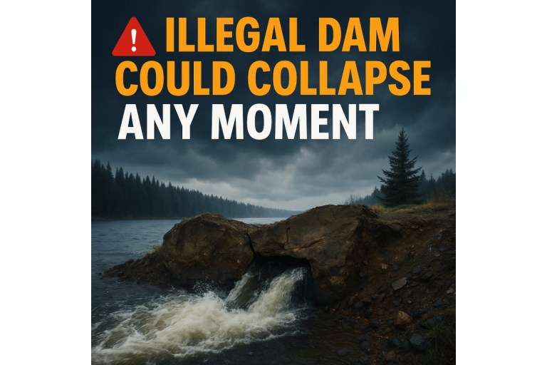 AI-generated image purported to show a dam on a lake.
