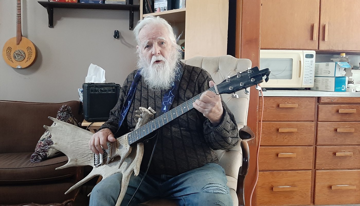 Music maker, 88, creates unique horn section, with moose antler bass guitar and cello | iNFOnews.ca