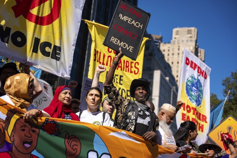 Photos show activists targeting billionaires in a street protest on the eve of New York Climate Week | iNFOnews.ca