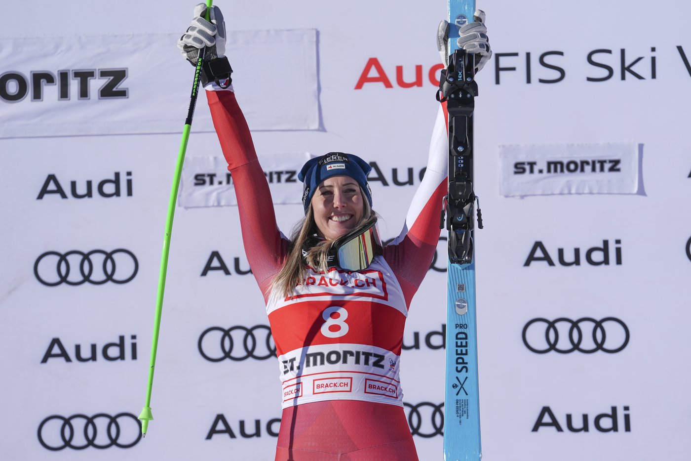 Huetter silences Swiss crowd when she finishes ahead of Gut-Behrami to win super-G in St. Moritz | iNFOnews.ca