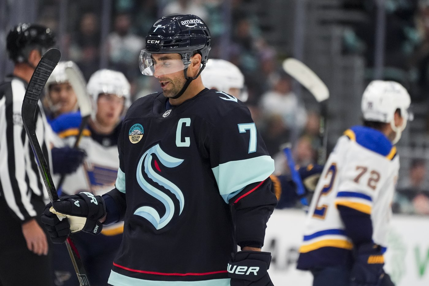 Jordan Kyrou scores twice as Blues spoil Kraken's home opener with 3-2 win | iNFOnews.ca