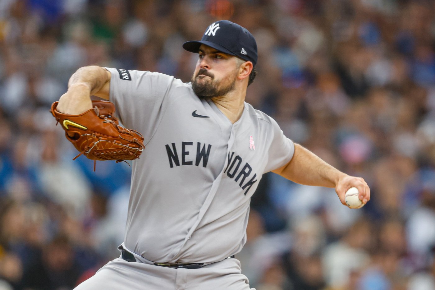 Yankees' Carlos Rodón shows good velocity but struggles with control in his season debut | iNFOnews.ca