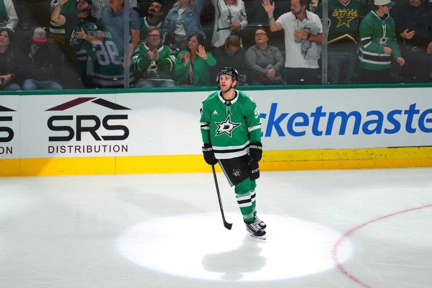 Mikko Rantanen reacts after scoring against Boston on October 20, 2026