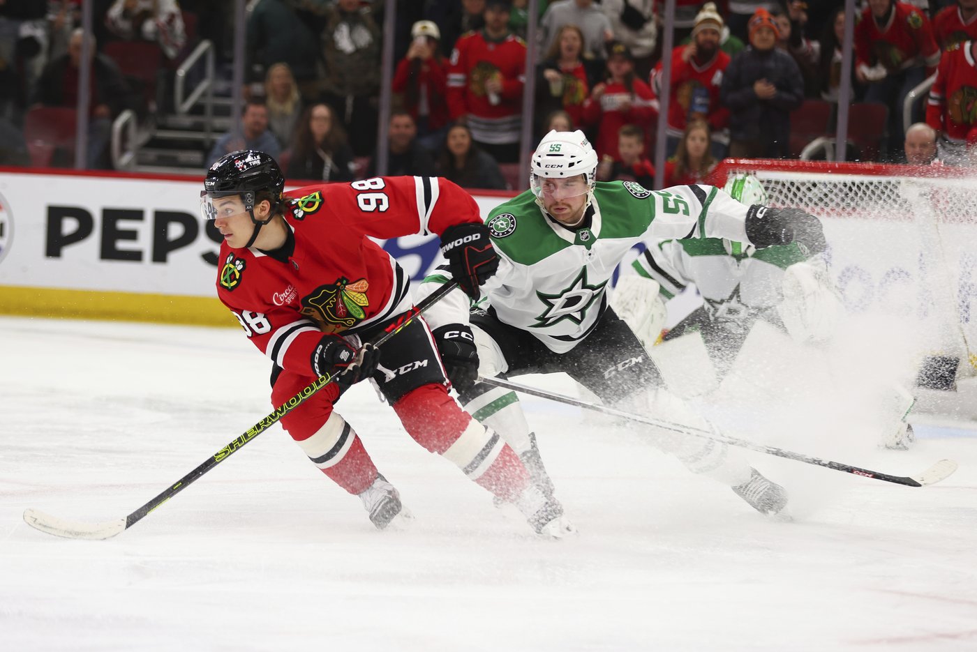 Taylor Hall's fifth career hat trick leads Blackhawks over Stars 6-2 | iNFOnews.ca Taylor Hall's fifth career hat trick leads Blackhawks over Stars 6-2 | iNFOnews.ca