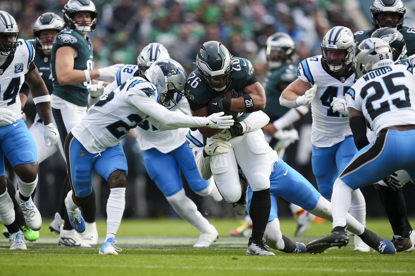 Barkley's brilliance helps Eagles beat Panthers 22-16 but pass game has Philly frustrated | iNFOnews.ca Barkley's brilliance helps Eagles beat Panthers 22-16 but pass game has Philly frustrated | iNFOnews.ca