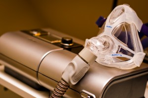 A CPAP machine and mask.