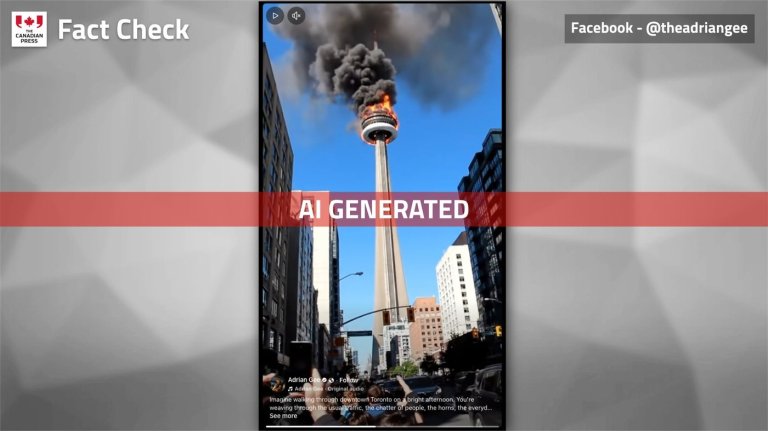 Fact File: AI video sparks false rumour of CN Tower fire | iNFOnews.ca