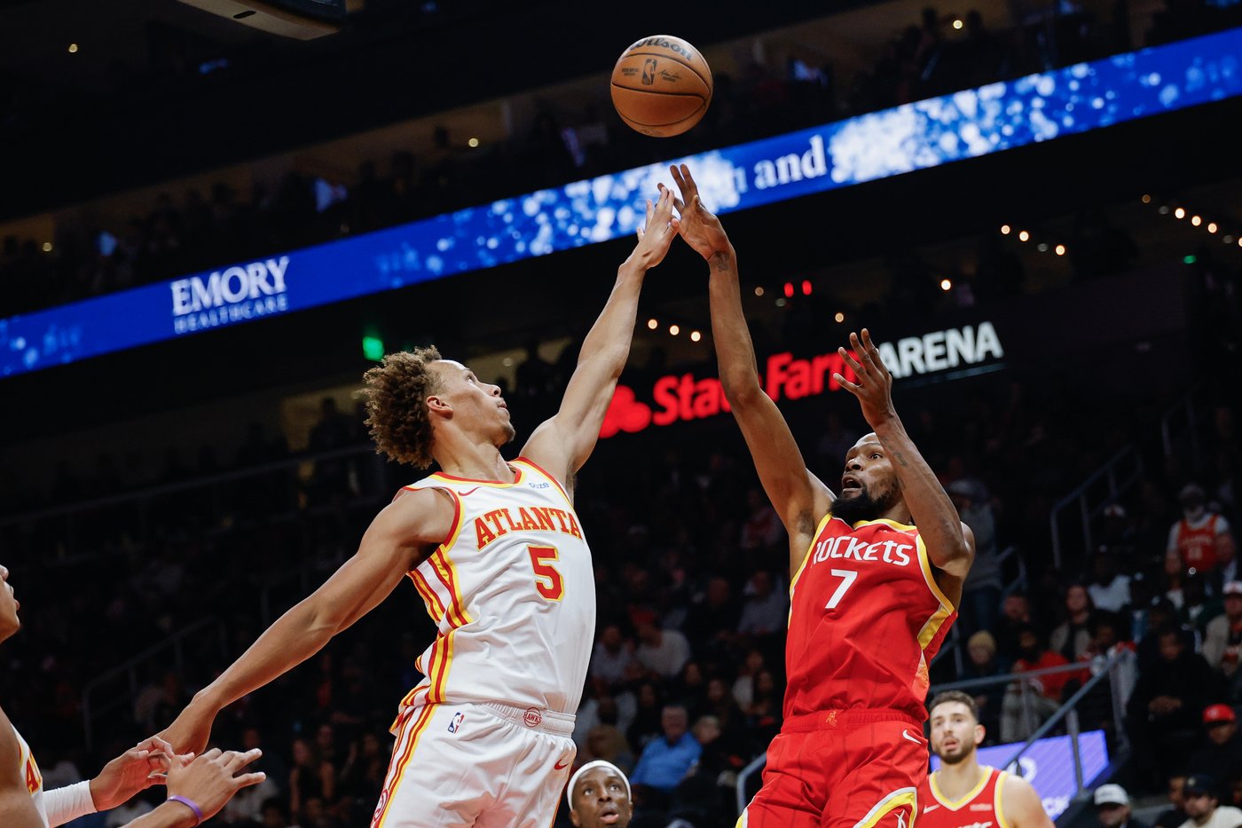 Durant scores 22, Sheppard hits five 3-pointers to lead Rockets to a win in Atlanta's home opener | iNFOnews.ca Durant scores 22, Sheppard hits five 3-pointers to lead Rockets to a win in Atlanta's home opener | iNFOnews.ca