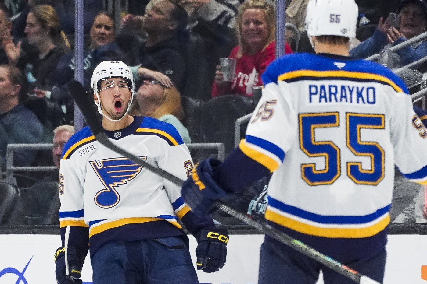 Jordan Kyrou scores twice as Blues spoil Kraken's home opener with 3-2 win | iNFOnews.ca