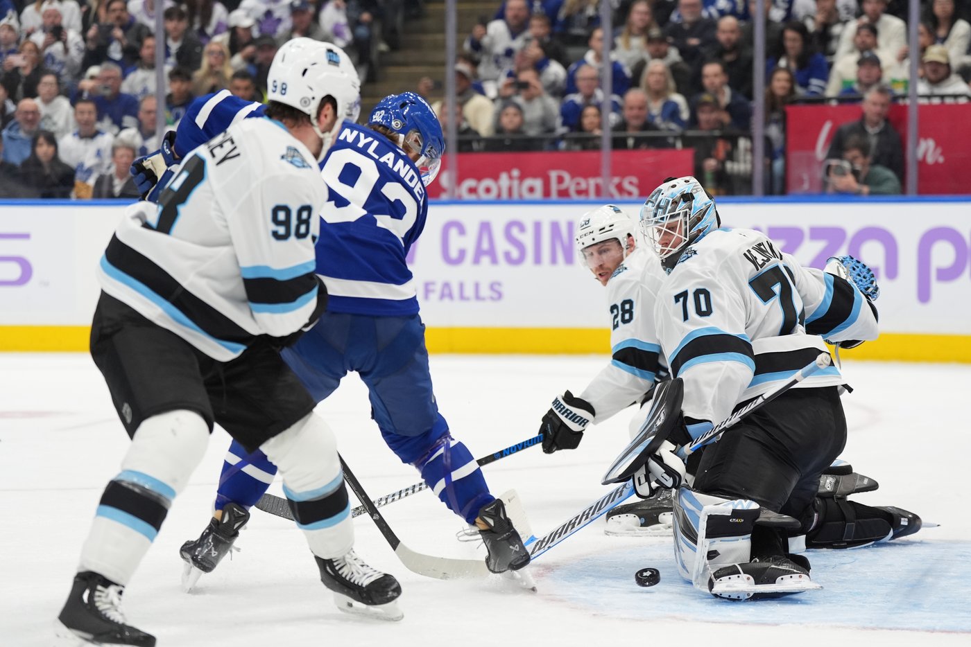 Marner scores twice as Maple Leafs win first-ever meeting with Utah Hockey Club | iNFOnews.ca Marner scores twice as Maple Leafs win first-ever meeting with Utah Hockey Club | iNFOnews.ca