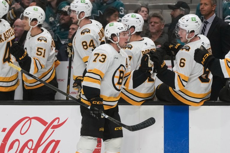 McAvoy scores in his 1st game back from a suspension to lead the Bruins past the Sharks 6-3 | iNFOnews.ca