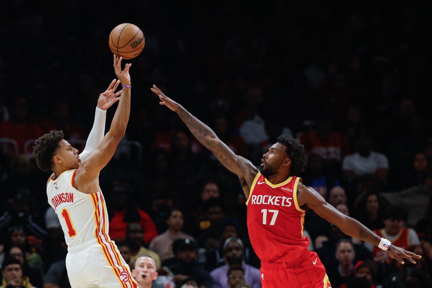 Durant scores 22, Sheppard hits five 3-pointers to lead Rockets to a win in Atlanta's home opener | iNFOnews.ca Durant scores 22, Sheppard hits five 3-pointers to lead Rockets to a win in Atlanta's home opener | iNFOnews.ca