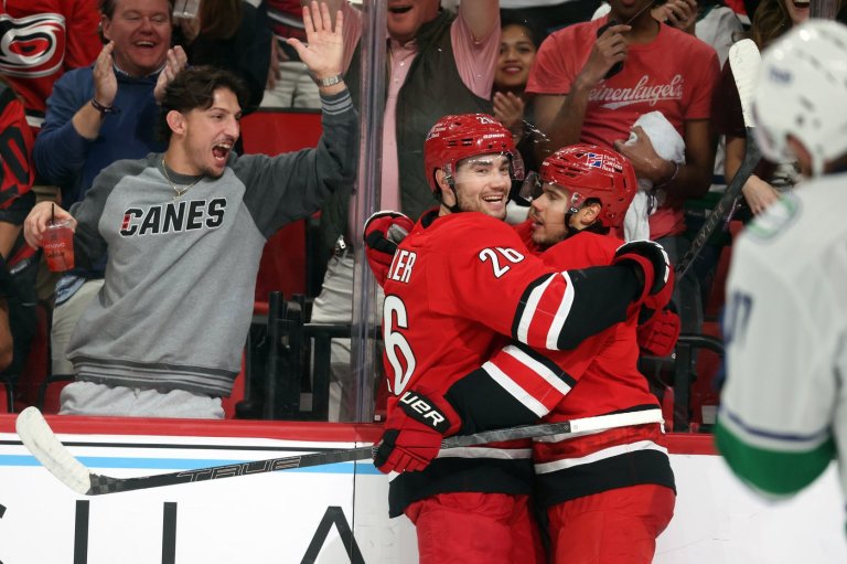 Logan Stankoven scores 3 as Hurricanes beat Canucks 7-2 for their first home win | iNFOnews.ca