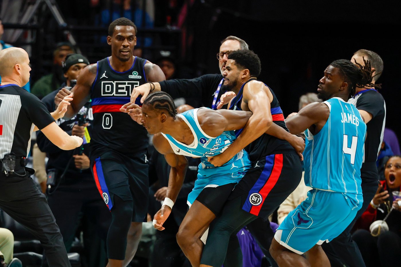 Four players ejected after Pistons and Hornets tussle in physical game won by Detroit | iNFOnews.ca