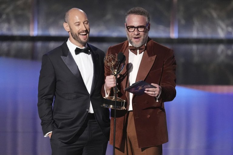Seth Rogen and Evan Goldberg set Emmy record with comedy wins for 'The Studio' | iNFOnews.ca