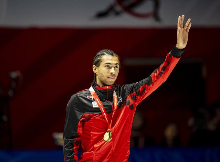 Canada's Dandjinou races to gold in two events at short-track speedskating event | iNFOnews.ca