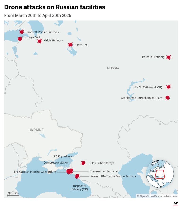 Ukraine is hitting oil facilities deep inside Russia. Soaring fuel prices could blunt the impact | iNFOnews.ca