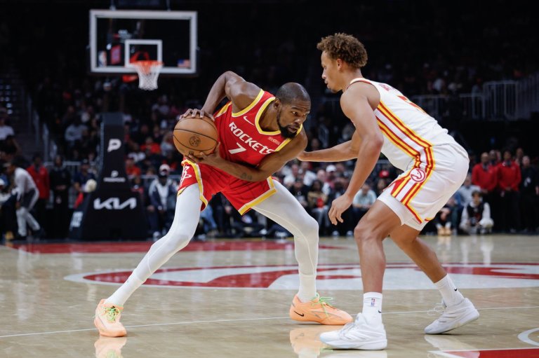 Durant scores 22, Sheppard hits five 3-pointers to lead Rockets to a win in Atlanta's home opener | iNFOnews.ca