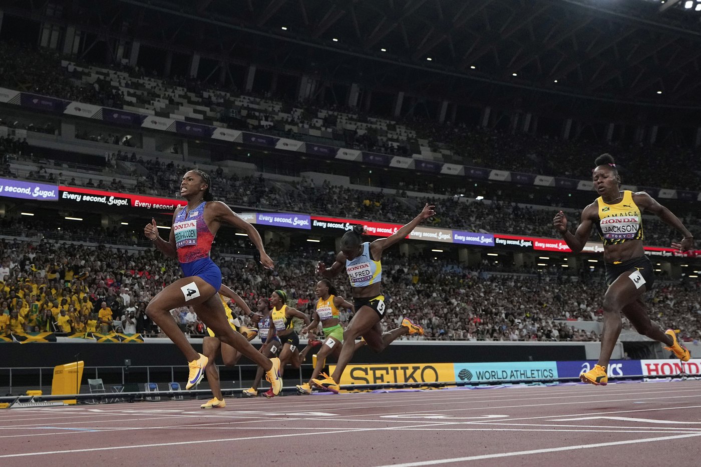 Oblique Seville joins Bolt as a Jamaican sprint champ. Jefferson-Wooden wins gold for US | iNFOnews.ca Oblique Seville joins Bolt as a Jamaican sprint champ. Jefferson-Wooden wins gold for US | iNFOnews.ca