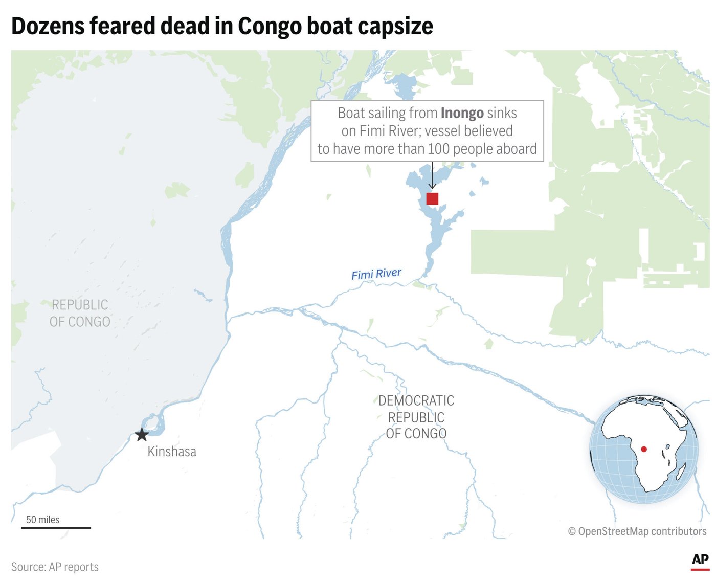 At least 25 are killed and dozens are missing after an overcrowded boat capsizes in Congo | iNFOnews.ca