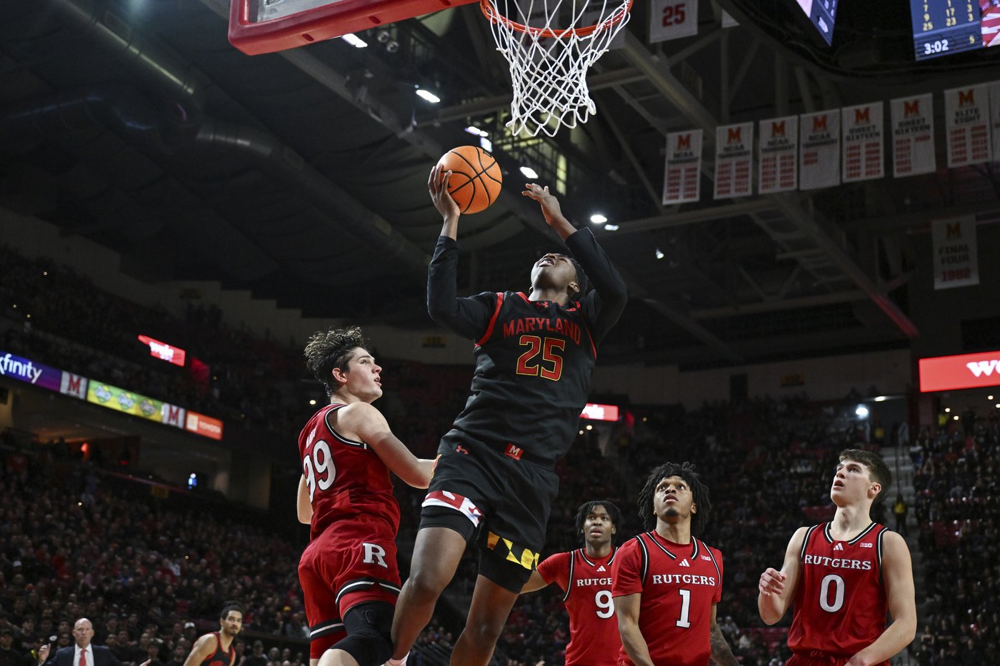 Queen finishes with double-double, Rice adds 19 points and No. 18 Maryland holds off Rutgers | iNFOnews.ca Queen finishes with double-double, Rice adds 19 points and No. 18 Maryland holds off Rutgers | iNFOnews.ca