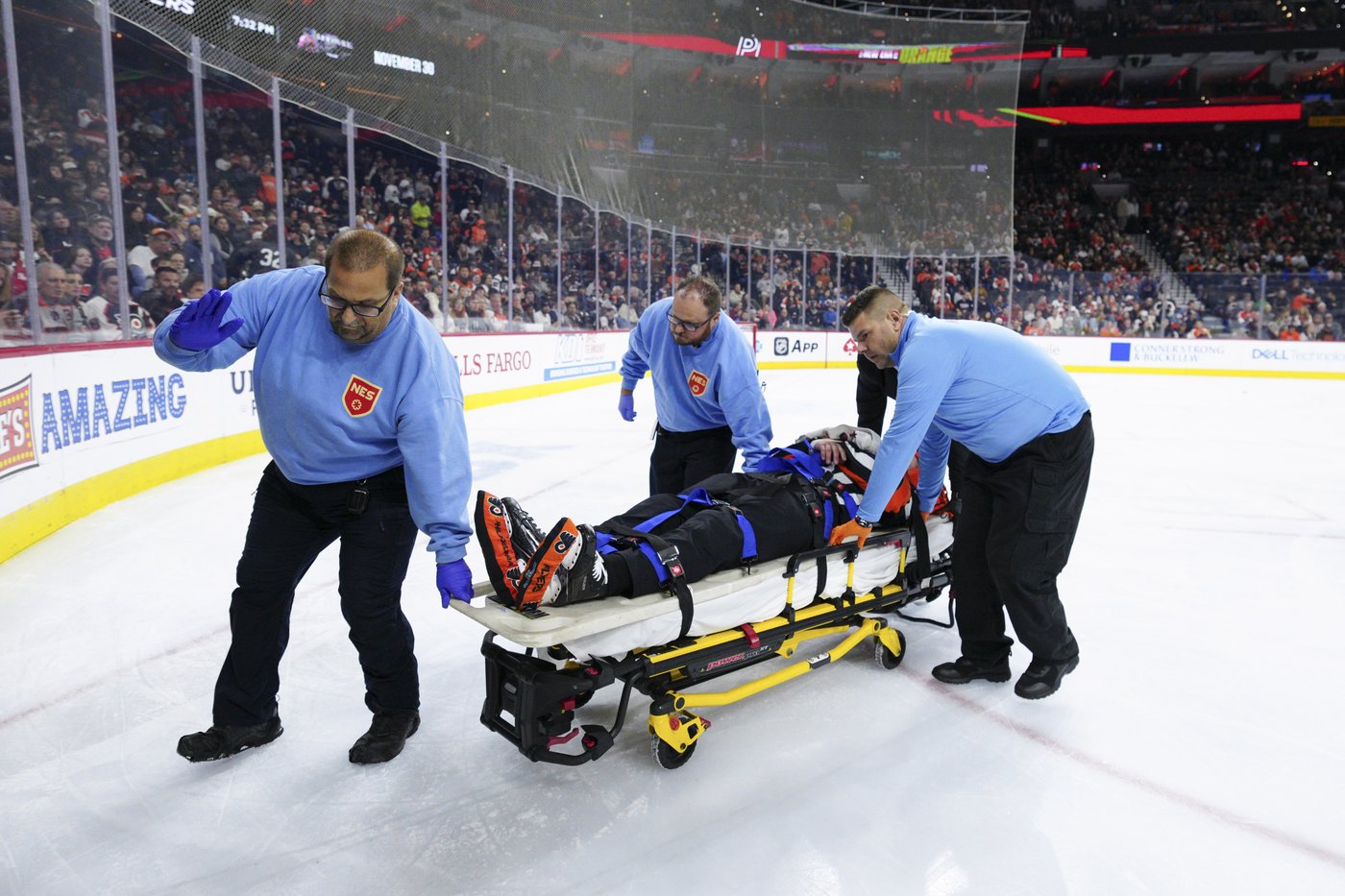 NHL referee Mitch Dunning communicative, can move extremities following violent collision | iNFOnews.ca