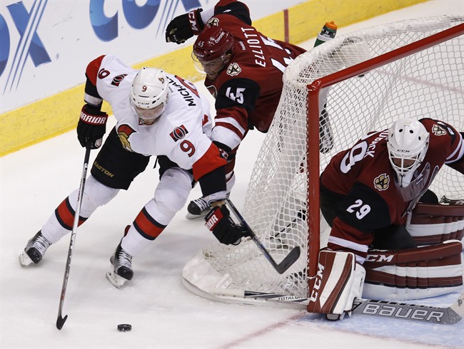Boedker has 2nd hat trick against Ottawa this season, Coyotes win 4-3 | iNFOnews.ca CP35500514