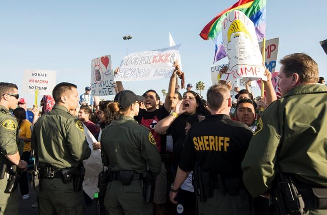 Protests break out as Trump speaks in Southern Cal | iNFOnews.ca CP324558577