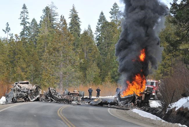 Fuel tanker truck shoots up flames in crash that kills 2 | iNFOnews.ca Fuel tanker truck shoots up flames in crash that kills 2 | iNFOnews.ca
