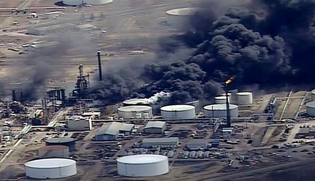Agency: Refinery fire caused by blast debris hitting tank | iNFOnews.ca