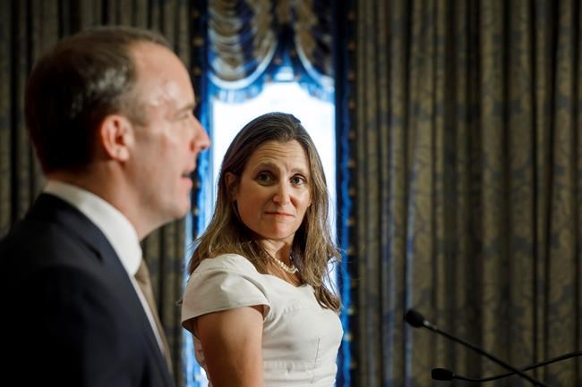 Freeland, British counterpart share views on Canadians detained in China | iNFOnews.ca CP712702432