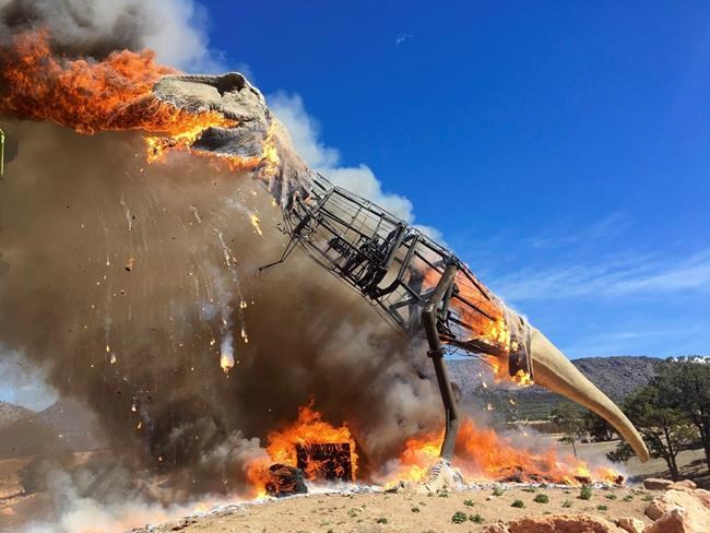 Gone extinct: Animatronic T-Rex bursts into flames | iNFOnews.ca