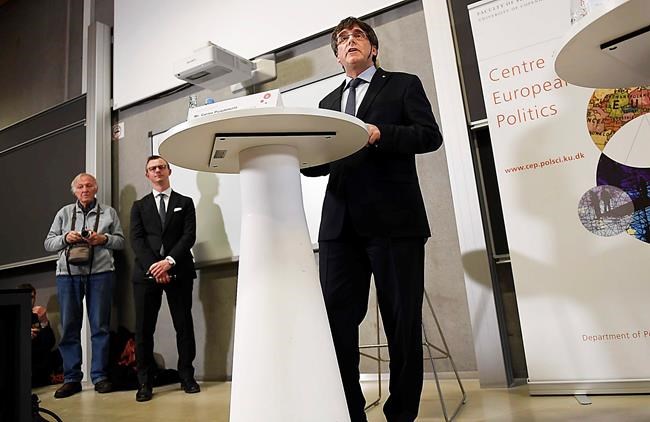 The Latest: Puigdemont says he hopes to return to Catalonia | iNFOnews.ca CP397737961