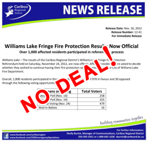 Residents near Williams Lake, B.C., could lose fire services after city reneges | iNFOnews.ca CP21363878