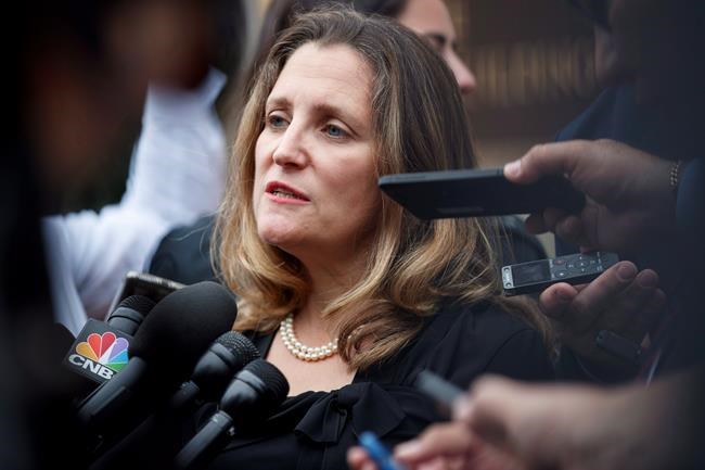 Freeland not returning immediately to Washington after briefing PM on NAFTA | iNFOnews.ca