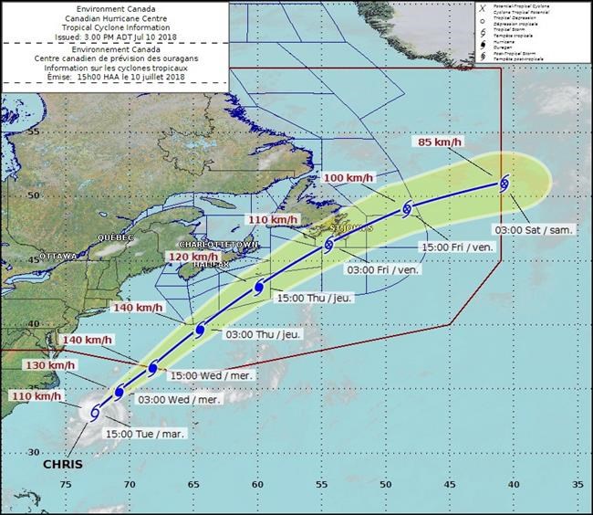 Tropical storm Chris to track south of Nova Scotia, make Newfoundland landfall | iNFOnews.ca Tropical storm Chris to track south of Nova Scotia, make Newfoundland landfall | iNFOnews.ca