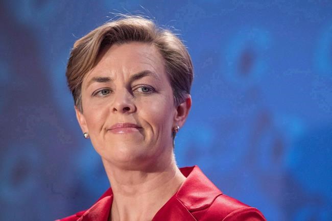 Banner hung on Kellie Leitch's constituency office calls on the MP to resign | iNFOnews.ca CP418650865