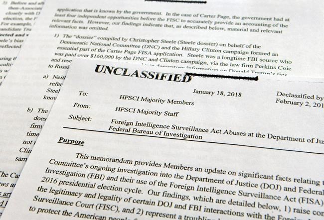 Democratic, GOP lawmakers: Memo doesn't clear Trump in probe | iNFOnews.ca CP662460359
