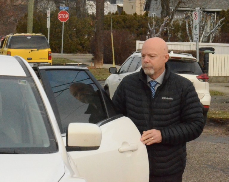 Vernon chiropractor Murray Kievit gets into his car outside the Vernon courthouse.