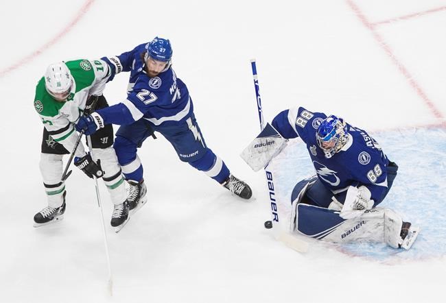 Lightning strike twice on power play, beat Dallas 3-2 to even Stanley Cup final | iNFOnews.ca CP1750985400