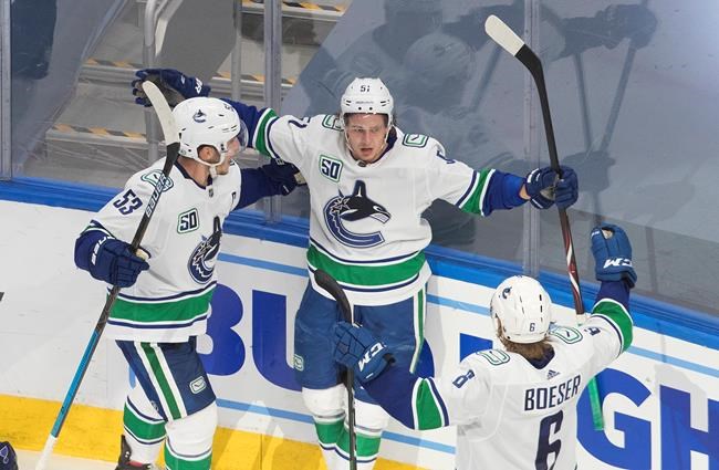 Troy Stecher scores emotional goal as Canucks beat Blues 5-2 in NHL playoffs | iNFOnews.ca
