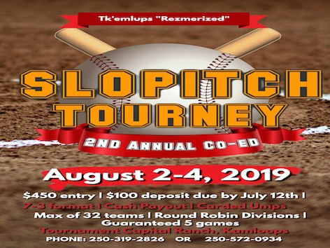 Tk’emlúps “Rezmerized” 2nd Annual Slo-Pitch Tournament Fri-Sun