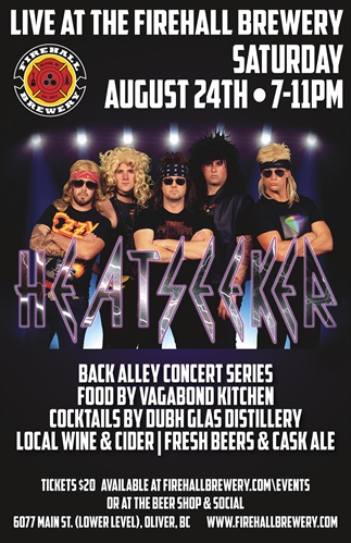 Heatseeker! Back Alley Concert Aug24 at Firehall Brewery