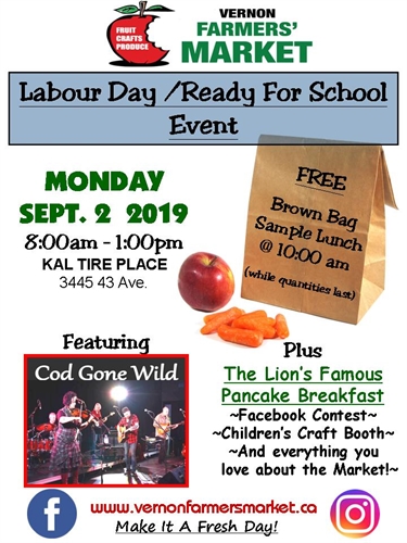 Vernon Farmers Market Labour Day/Ready For School Event | iNFOnews.ca Vernon Farmers Market Labour Day/Ready For School Event