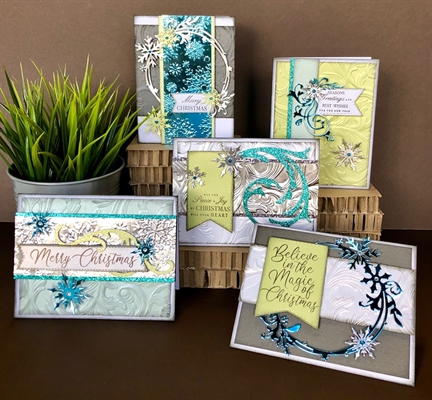 Fancy Flourishes 5 card set! Elegant Christmas Card Class!
