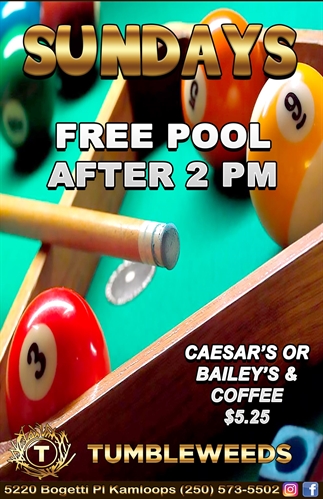 Free Pool Sundays After 2pm | iNFOnews.ca Free Pool Sundays After 2pm