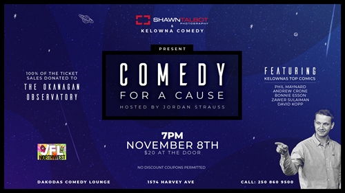 Shawn Talbot Photography presents Comedy for a Cause for the Okanagan Observatory | iNFOnews.ca Shawn Talbot Photography presents Comedy for a Cause for the Okanagan Observatory