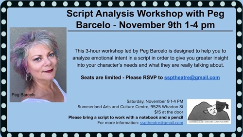 Script Analysis Workshop with Peg Barcelo | iNFOnews.ca Script Analysis Workshop with Peg Barcelo