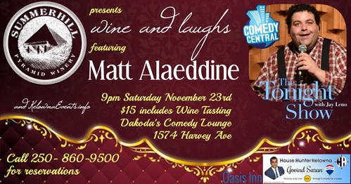 Summerhill Pyramid Winery presents Wine & Laughs with Matt Alaeddine